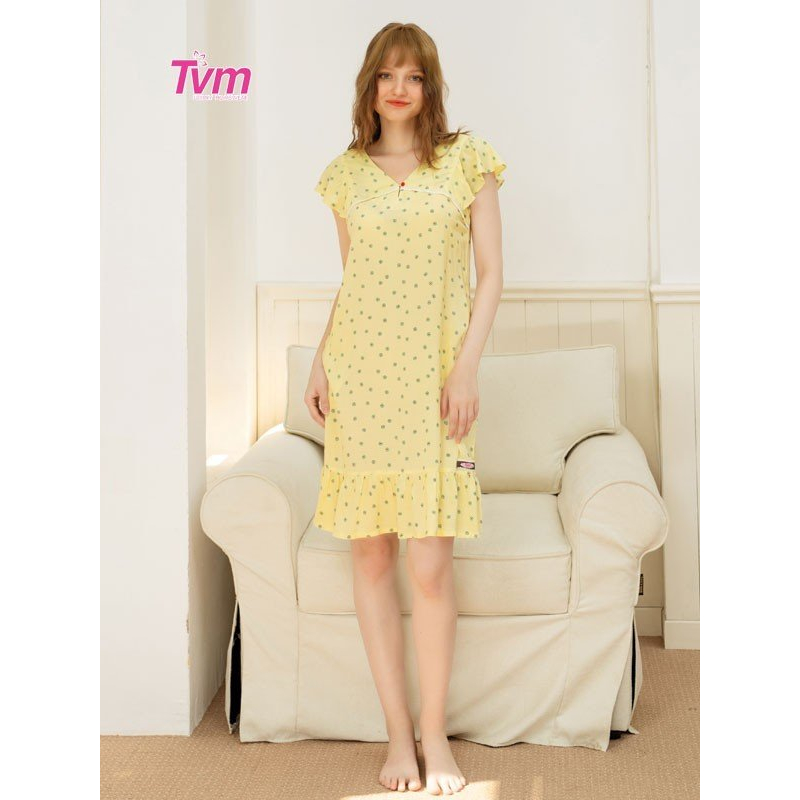 Đầm nữ ngắn tay DA633 Tvm Luxury Homewear, chất liệu tole hàn