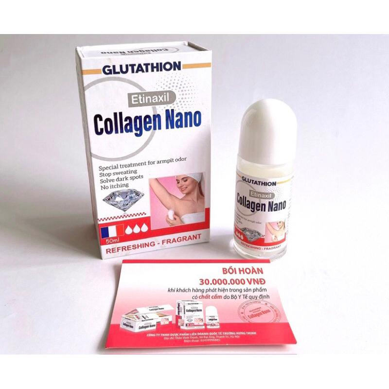 Lăn Nách Ngăn Mùi, Giảm Thâm Vùng Nách Glutathion  Etinaxil Collagen Nano