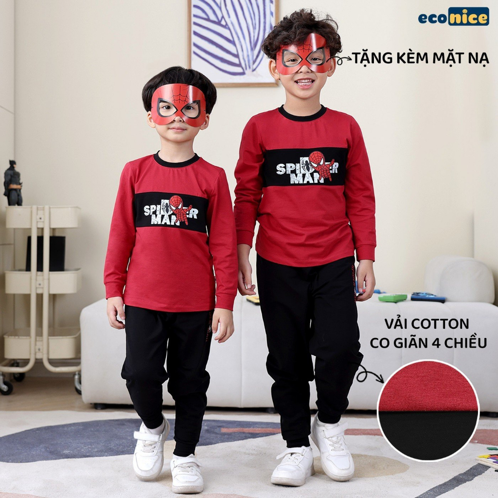 Đồ bộ quần áo thun dài tay hóa trang Halloween siêu nhân mùa thu đông Econice. Size trẻ em 4, 5, 6, 7, 8, 9, 10 tuổi