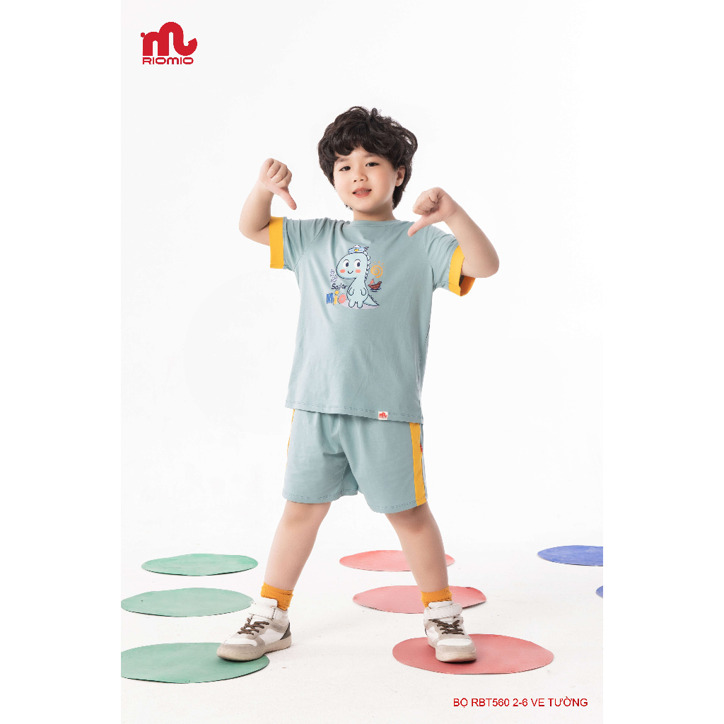 Bộ đồ bé trai mùa hè Riomio mặc nhà in hình khủng long Sailor dễ thương chất 100% cotton mềm mát cho bé 2,3,4,5,6,7 tuổi