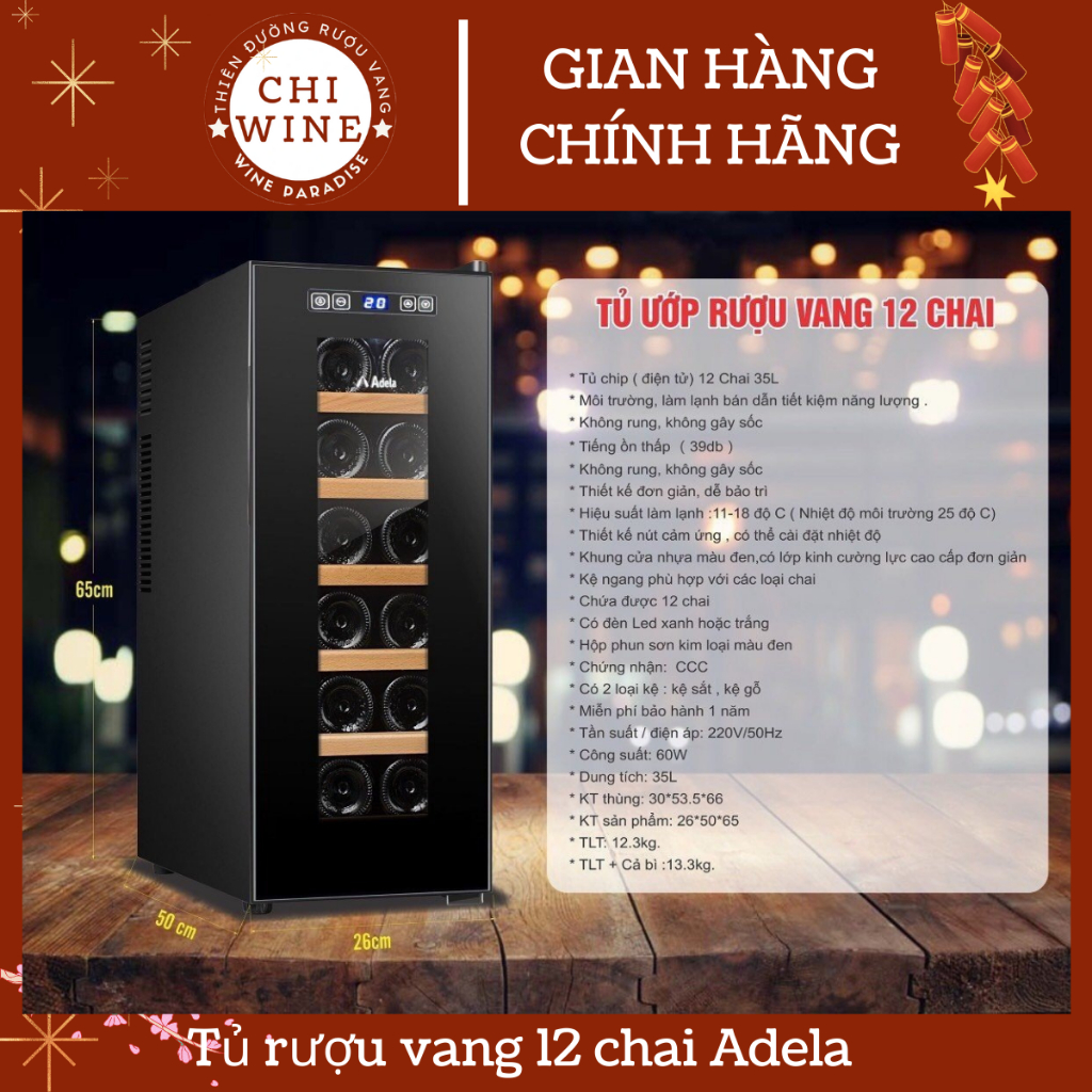 Tủ rượu vang 12 chai Adela