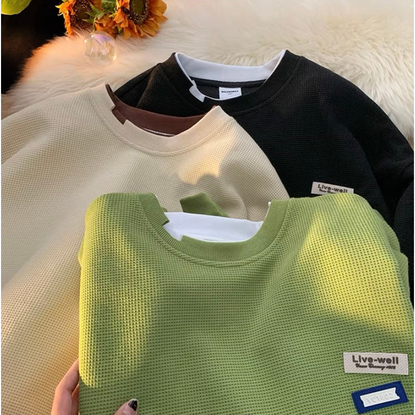 Áo Sweater nam nữ phối logo LOVEWELL NAD Form Rộng Chất cotton tổ ong  Unisex Thời Trang Trẻ Trung năng động