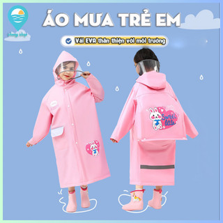Áo mưa trẻ em áo mưa ba lô trẻ em dễ thương nhẹ thoáng khí bền thoải mái đa chức năng áo mưa ba lô trẻ em EVA.
