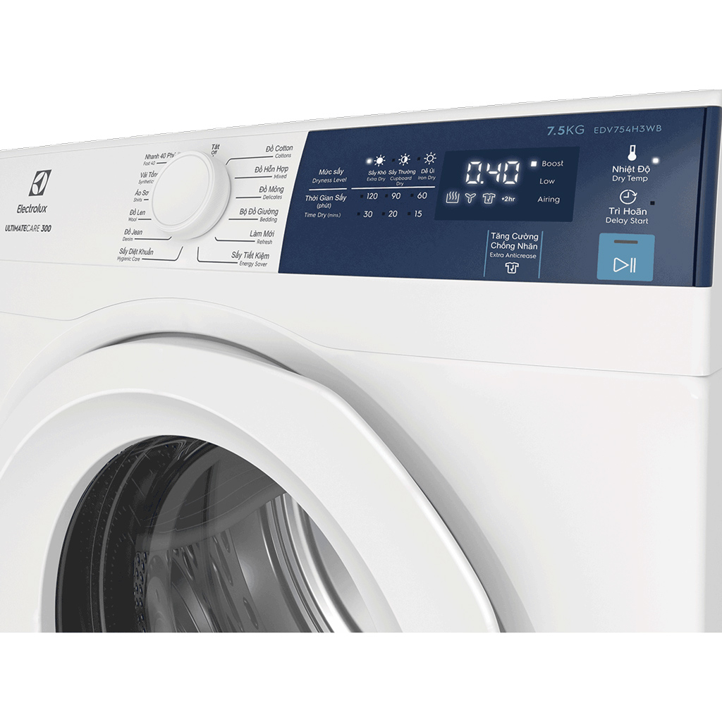 Máy sấy quần áo Electrolux 7.5 kg EDV754H3WB Trắng