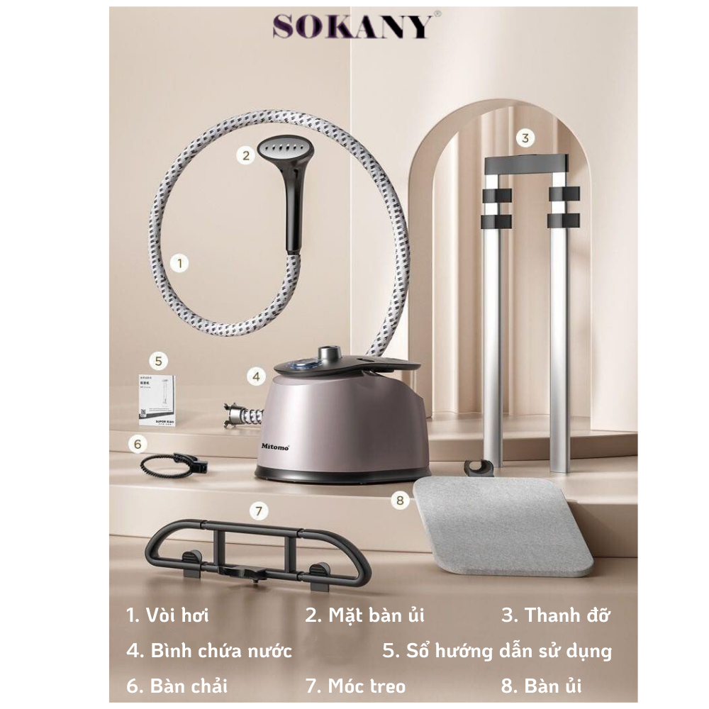 Bàn ủi hơi nước đứng Mitomo GC-899 Max công suất 2500W, hàng chính hãng bảo hành 3 năm