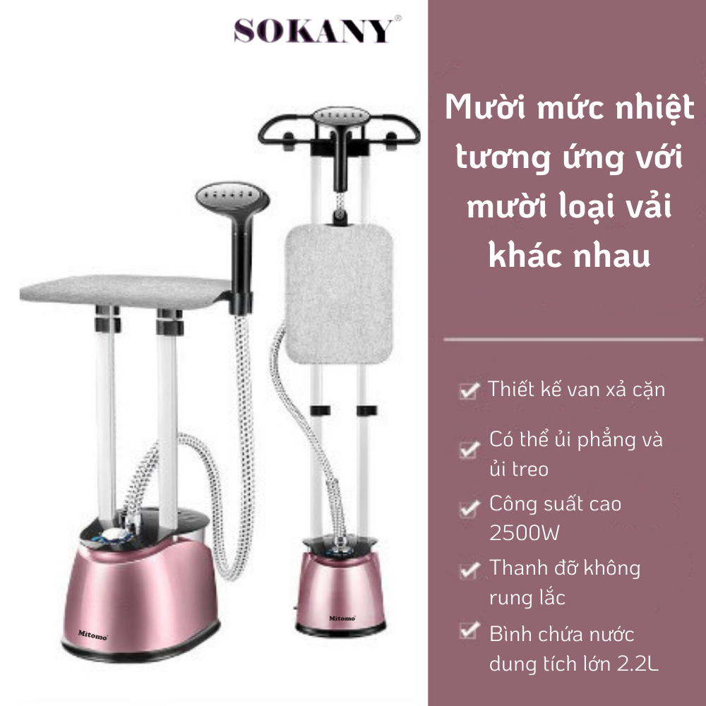 Bàn ủi hơi nước đứng Mitomo GC-899 Max công suất 2500W, hàng chính hãng bảo hành 3 năm