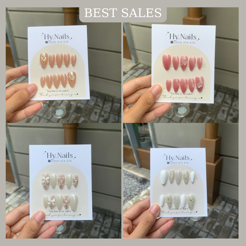 Nailbox thiết kế cao cấp, móng úp nail box thiết kế móng tay giả phong cách Hàn Quốc nhà Hy.nail