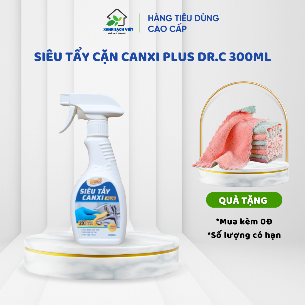 Bình Xịt Siêu Tẩy Cặn Canxi Plus DR.C 2X Power Clean Làm Sạch Trên Vòi Các Thiết Bị Vệ Sinh Inox, Sứ 300ml