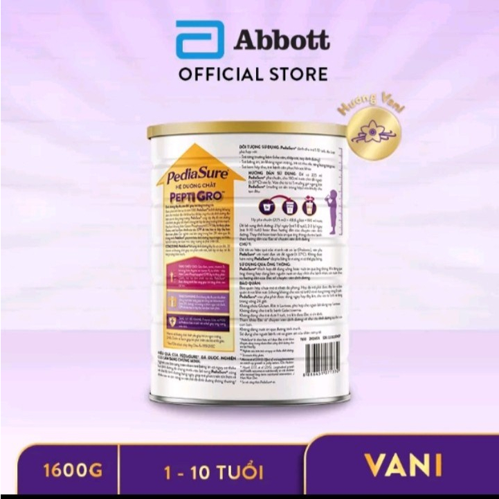 Sữa bột pediasure 1.6kg hương Vani date 2025