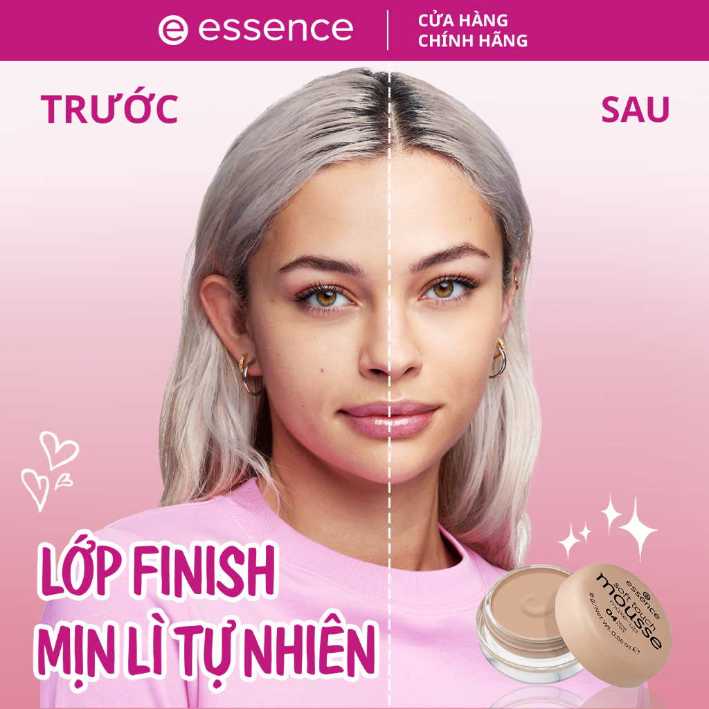 Phấn tươi Essence Soft Touch Mousse Makeup Đức che khuyết điểm chất kem mỏng nhẹ tự nhiên 16g