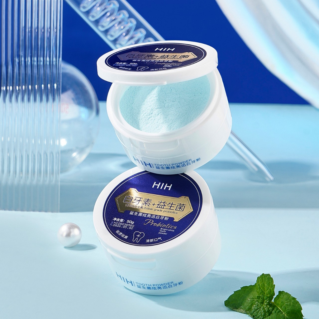 Bột Trắng Răng HIH Brightening Khử Mùi Hôi Miệng, giảm vết ố vàng giúp hơi thở thơm mát 50gr