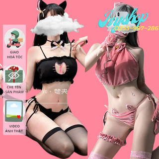 Đồ Ngủ Cosplay Mèo Sexy Miêu Nữ Mã Lolita Chip Mèo Nhung 180 - Ivyshop Fullset không tất