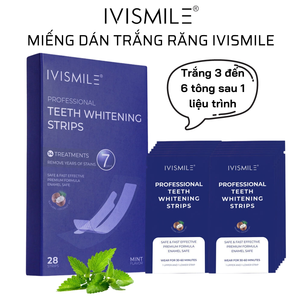 Trắng răng cấp tốc tại nhà Ivismile, công thức làm trắng độc quyền CA, làm trắng răng an toàn Sau 30p, không gây ê buốt