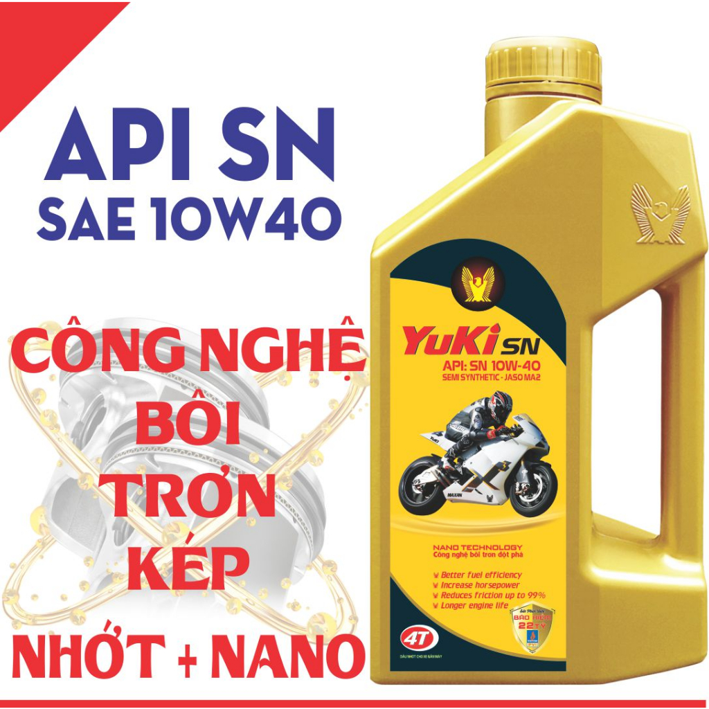 Nhớt Xe Máy Số Yuki Nano SN 10W40. Chuyên Dùng Cho Xe Số Côn Tay Cao Cấp.