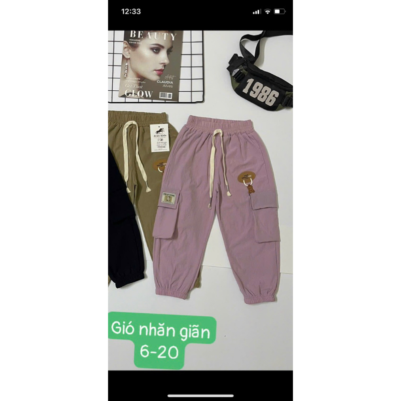 Quần gió túi hộp cho bé gái từ 11-30 kg siêu ngầu