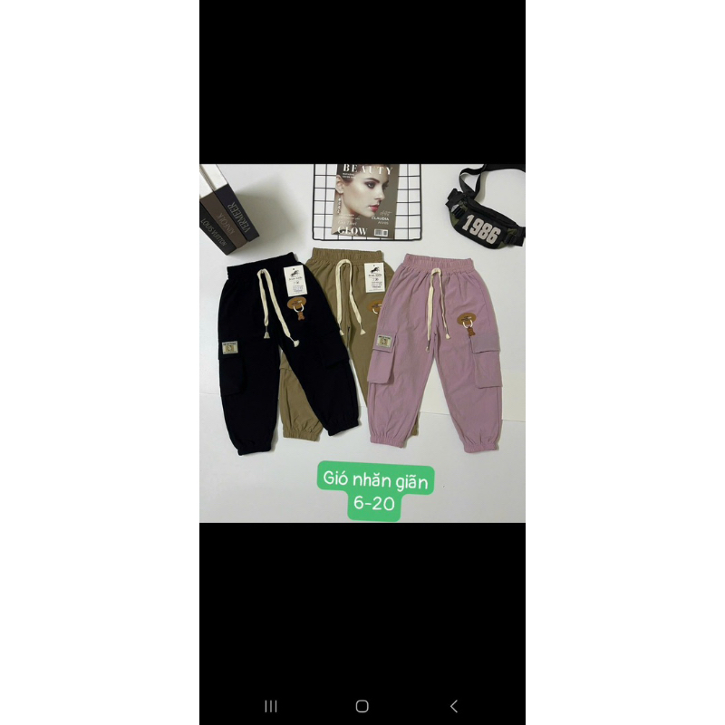 Quần gió túi hộp cho bé gái từ 11-30 kg siêu ngầu