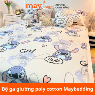 Bộ ga gối 3 món Maybedding - Drap ga trải giường bọc đệm poly cotton nhiều họa tiết m2 m6 m8 2m2