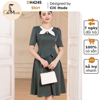 Đầm công sở CITI MODE FASHION thiết kế dáng xoè  đính nơ cổ DH4245