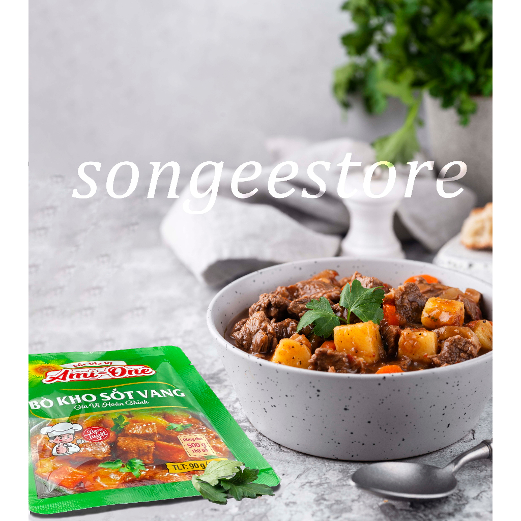 Gói sốt gia vị nấu bò kho sốt vang. Gói sốt bò kho đậm đà thơm ngon ami one gói 90g.