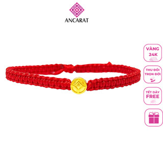 Vòng tay trang sức bánh bao kim tiền vàng 24k tết dây handmade Ancarat