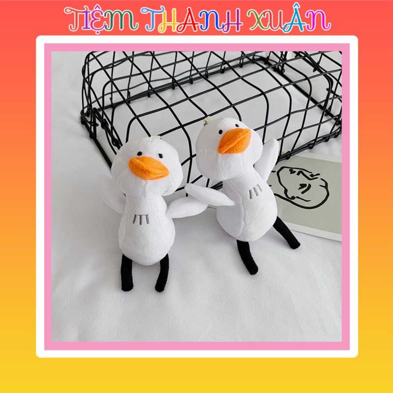 Móc Khoá Vịt Bông Trắng Chân Đen - Dễ Thương