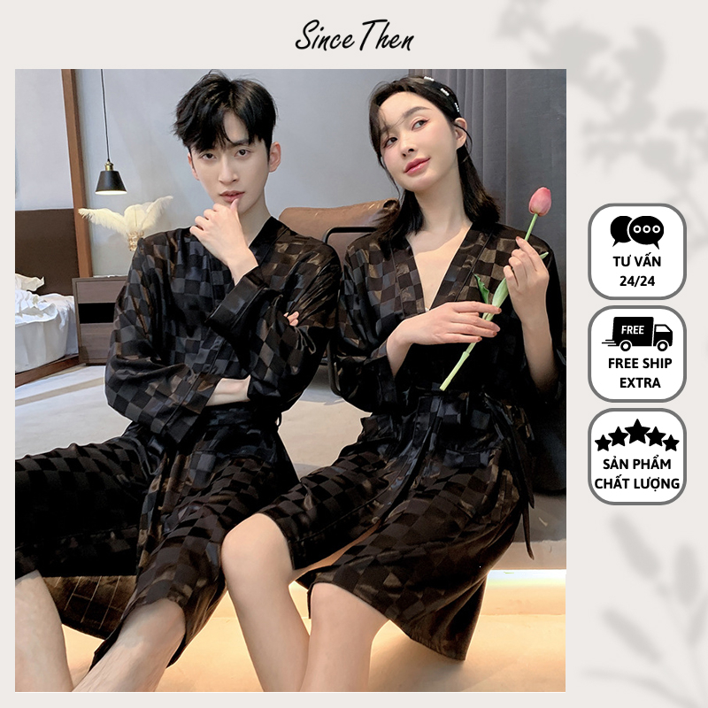 Áo choàng ngủ đôi Scutum màu đen mặc nhà, áo choàng tắm nam (Hàng có sẵn) - Since Then