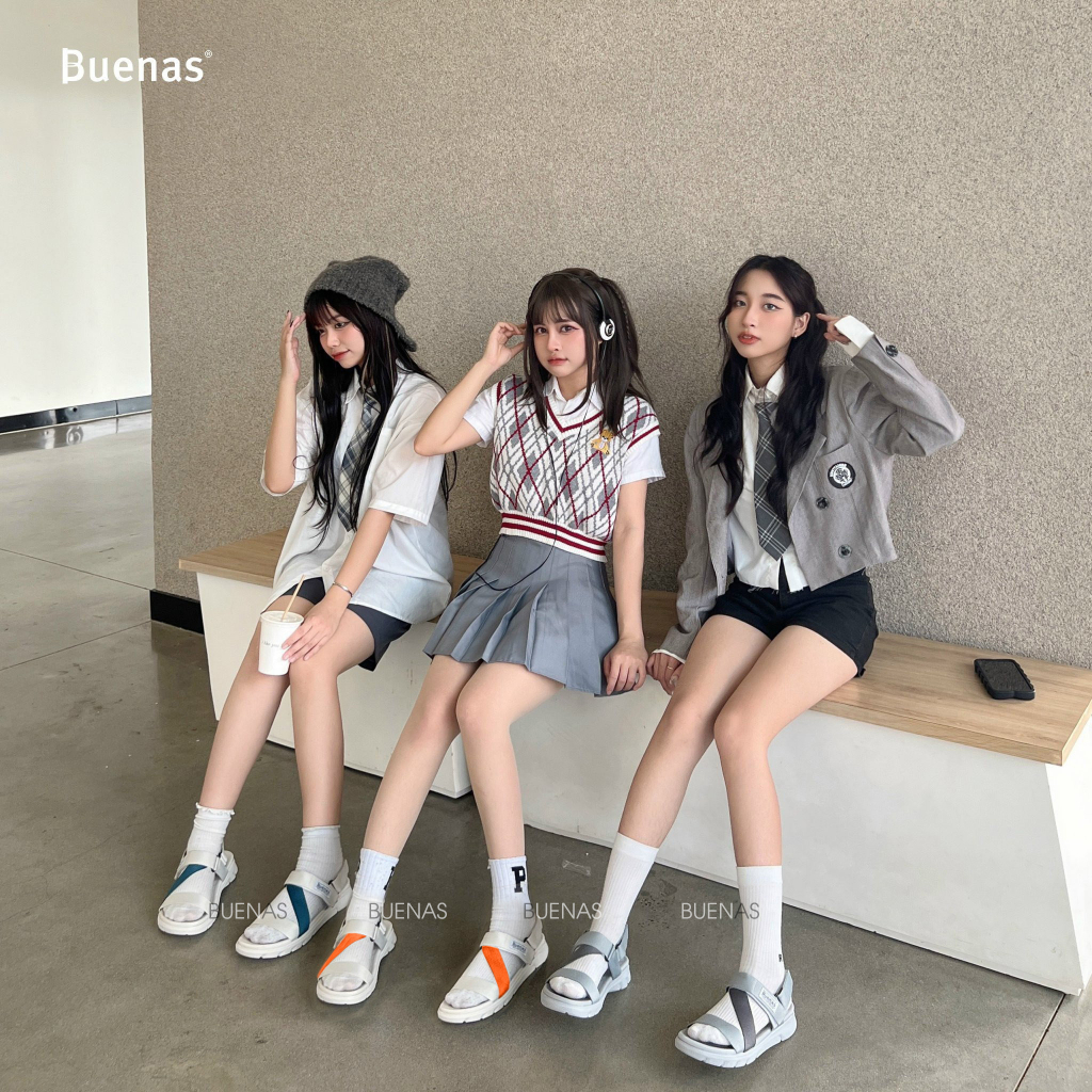 Sandal nam nữ Buenas Alpha 2828 - dép quai hậu học sinh đi học đế cao 3 phân