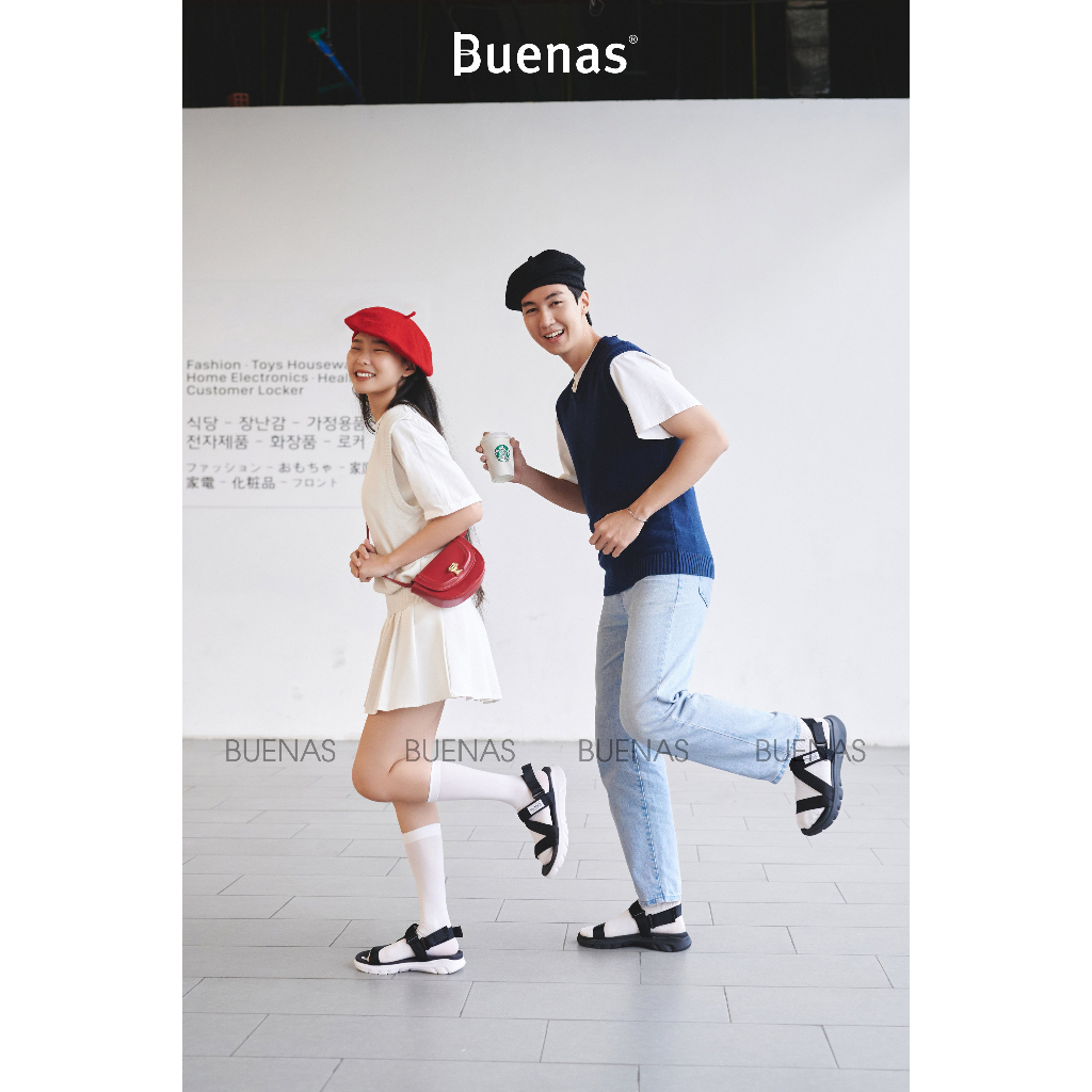 Sandal nam nữ Buenas Alpha 2828 - dép quai hậu học sinh đi học đế cao 3 phân
