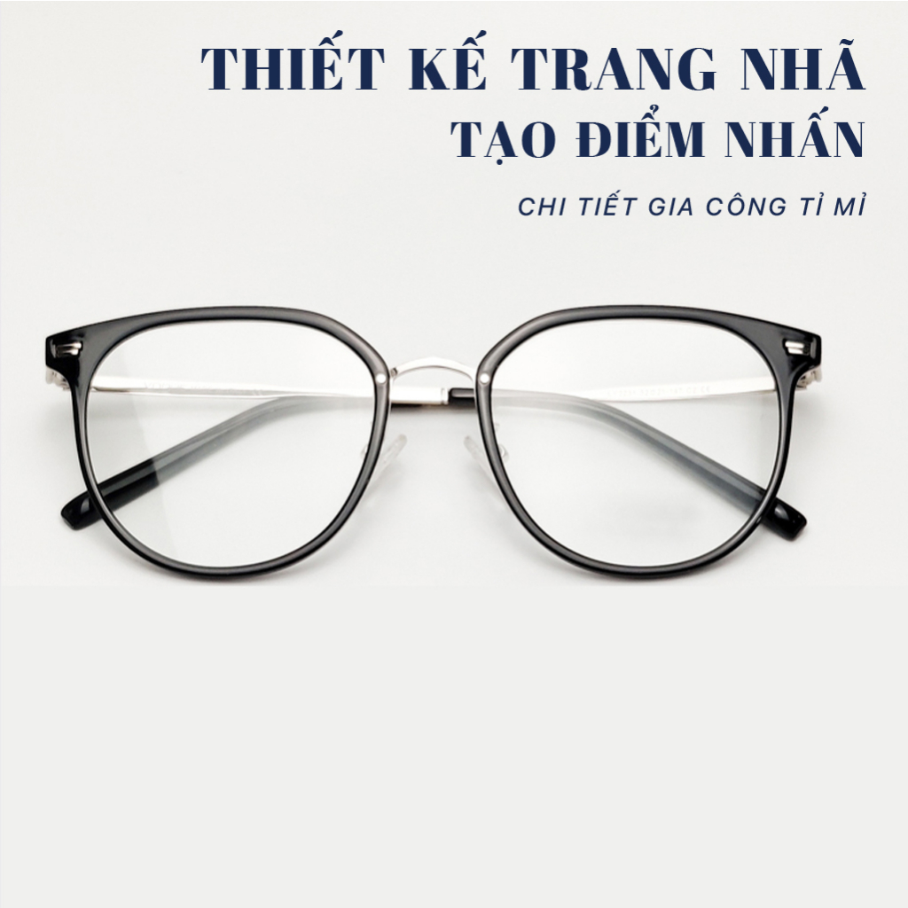 Gọng mắt kính Nhựa dẻo LB Luxury Eyewear LY2231 Dáng Tròn - Đen/ Trong suốt