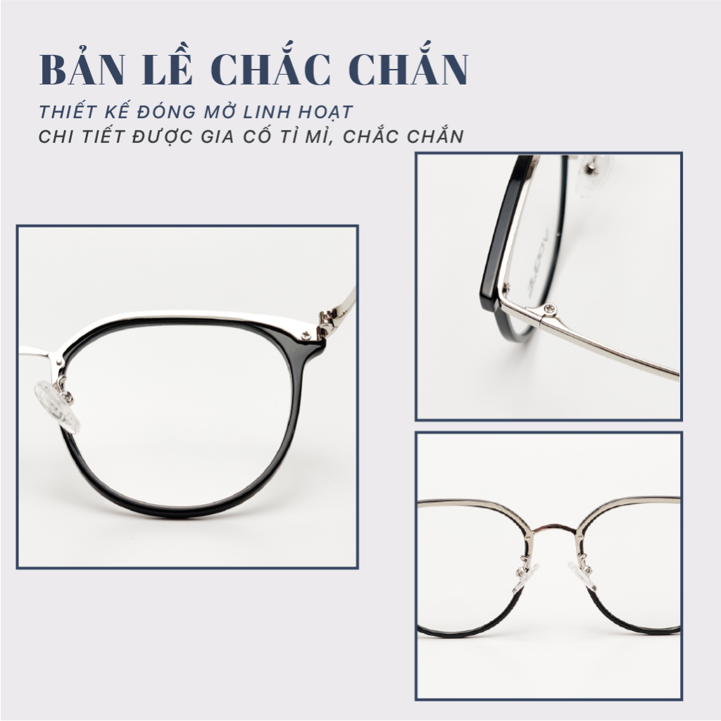 Gọng mắt kính Nhựa dẻo LB Luxury Eyewear LY2231 Dáng Tròn - Đen/ Trong suốt