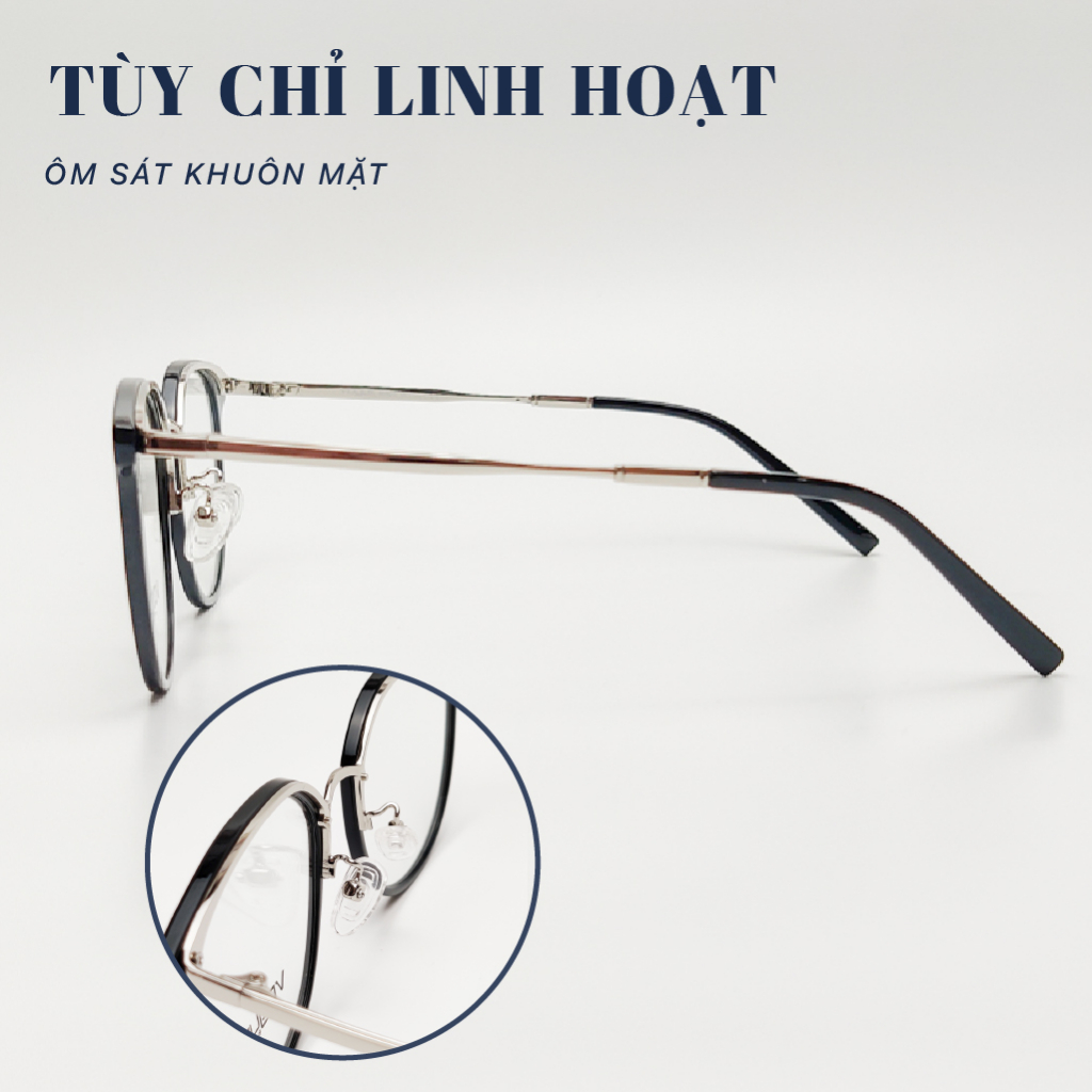 Gọng mắt kính Nhựa dẻo LB Luxury Eyewear LY2231 Dáng Tròn - Đen/ Trong suốt