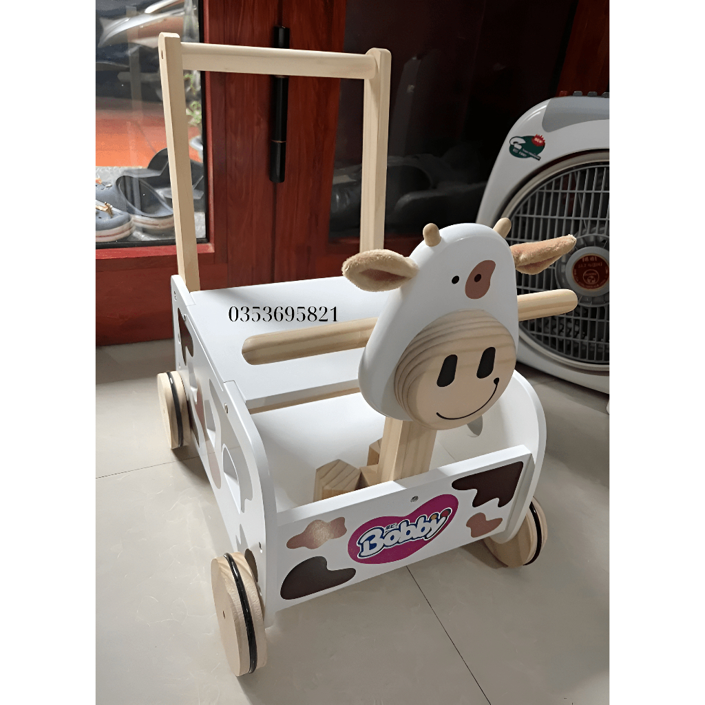 Xe đẩy kiêm chòi chân cho bé bằng gỗ kết hợp lego- Quà tặng BOBBY