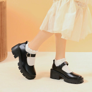 Giày búp bê mwc 2286 - giày búp bê đế cao, giày tiểu thư quai cài phong cách mary jane gót 5p