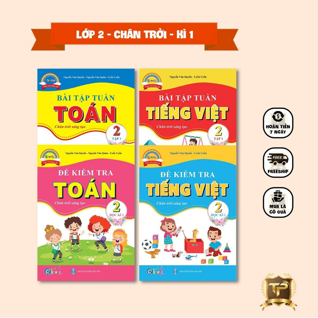 Sách - Combo Bài Tập Tuần và Đề Kiểm Tra lớp 2 - Chân Trời Sáng Tạo Toán và Tiếng Việt Học kì 1 (4 cuốn)