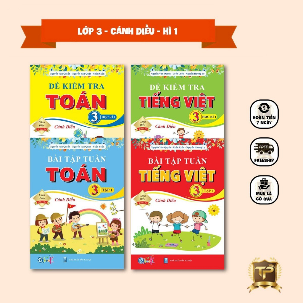 Sách - Combo Bài Tập Tuần và Đề Kiểm Tra lớp 3 - Chương Trình Cánh Diều Toán và Tiếng Việt học kì 1 (4 cuốn)