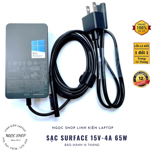 Adapter Sạc Surface Pro 4 M3 15v-4a 65W Microsoft Surface 1625 1724 1796 1800 MS19 Pro 3 4 5 6 7