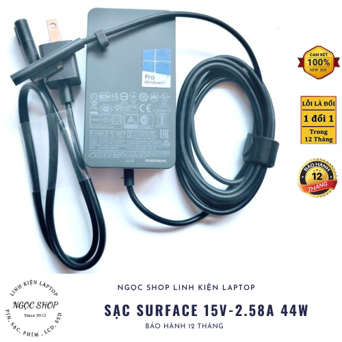 Adapter Sạc Surface Pro 4 M3 15v-4a 65W Microsoft Surface 1625 1724 1796 1800 MS19 Pro 3 4 5 6 7