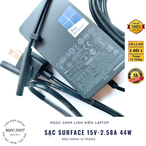 Adapter Sạc Surface Pro 4 M3 15v-4a 65W Microsoft Surface 1625 1724 1796 1800 MS19 Pro 3 4 5 6 7