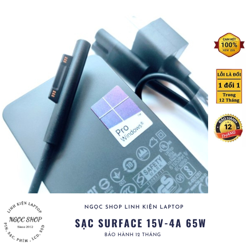 Adapter Sạc Surface Pro 4 M3 15v-4a 65W Microsoft Surface 1625 1724 1796 1800 MS19 Pro 3 4 5 6 7