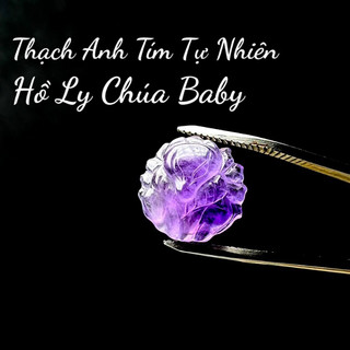 Mặt hồ ly chúa baby thạch anh tím tự nhiên