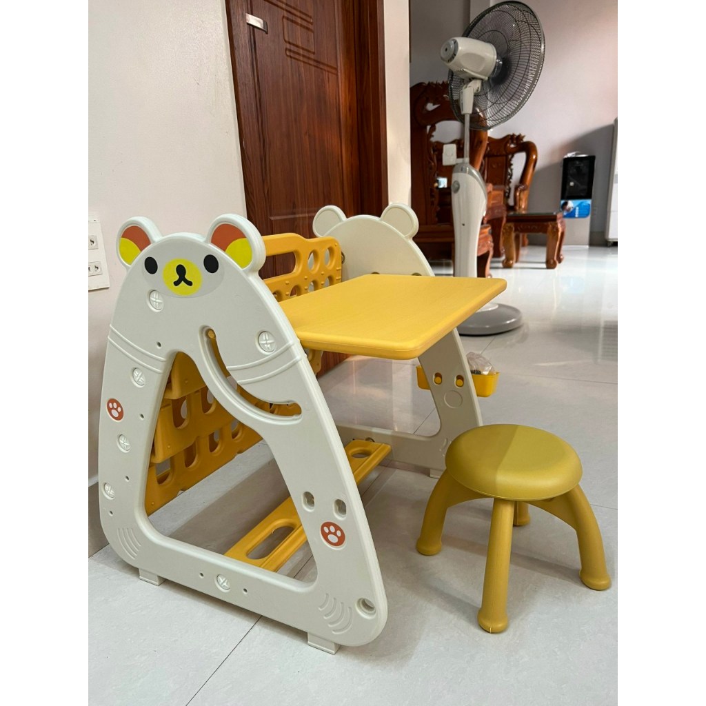 Bàn học kèm ghế đa năng 3 trong 1 cho bé BẢNG VẼ - GIÁ SÁCH - BÀN GHẾ HỌC - 777
