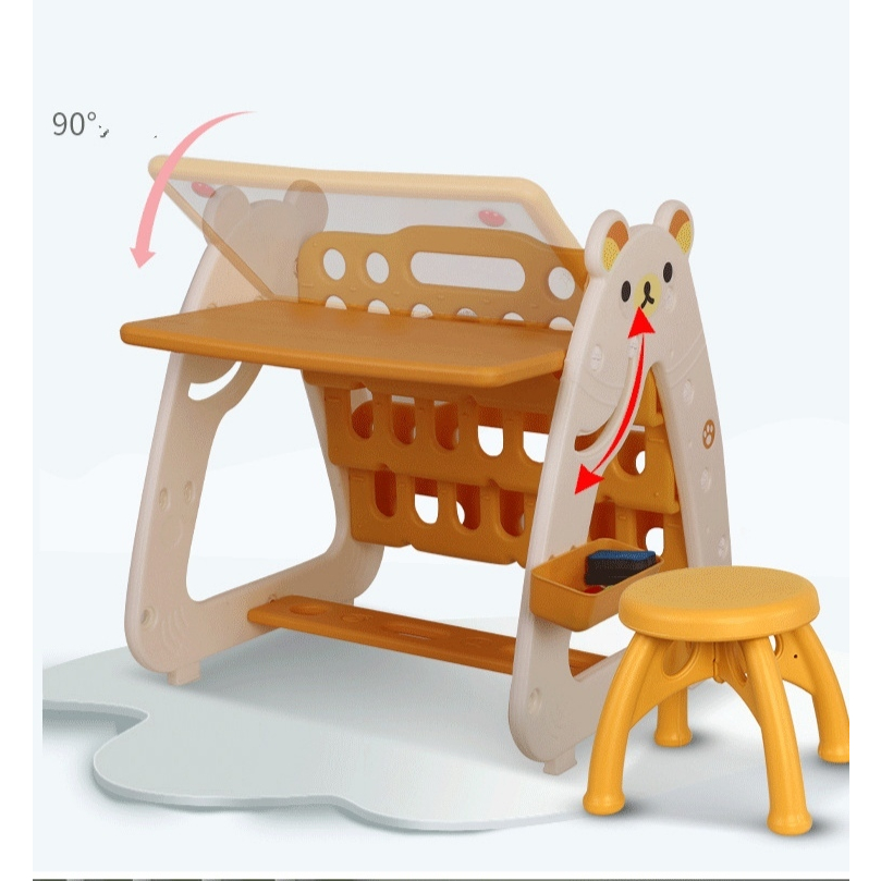 Bàn học kèm ghế đa năng 3 trong 1 cho bé BẢNG VẼ - GIÁ SÁCH - BÀN GHẾ HỌC - 777