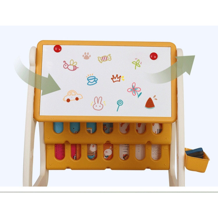 Bàn học kèm ghế đa năng 3 trong 1 cho bé BẢNG VẼ - GIÁ SÁCH - BÀN GHẾ HỌC - 777