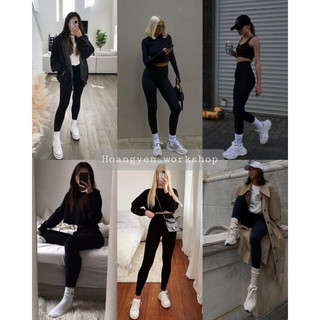 LEGGING TRƠN ĐEN - quần ôm trơn