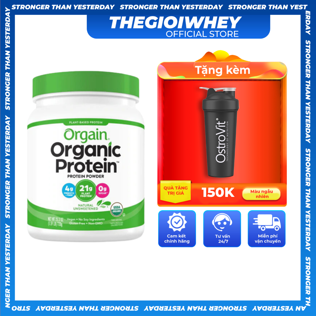 Orgain ORGANIC PROTEIN 462g , Bổ Sung Đạm Hỗ Trợ Phát Triển Cơ