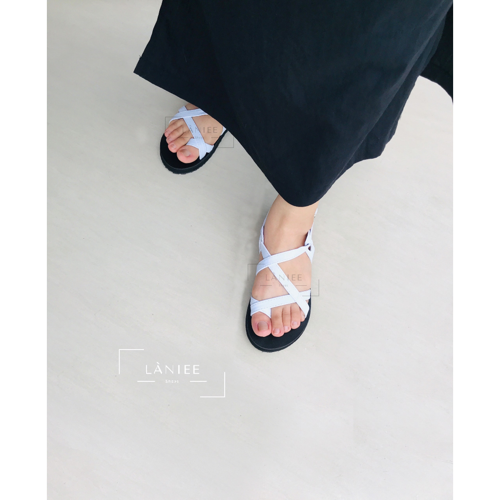 Giày sandal nữ Làniee quai dây chéo 5 màu BE KEM VÀNG, TRẮNG, NÂU, ĐEN, CAM GẠCH - LNT08