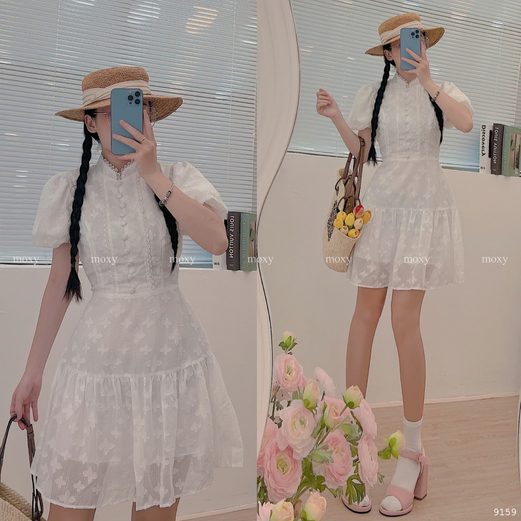 SP009159-Đầm tay phồng đuôi cá