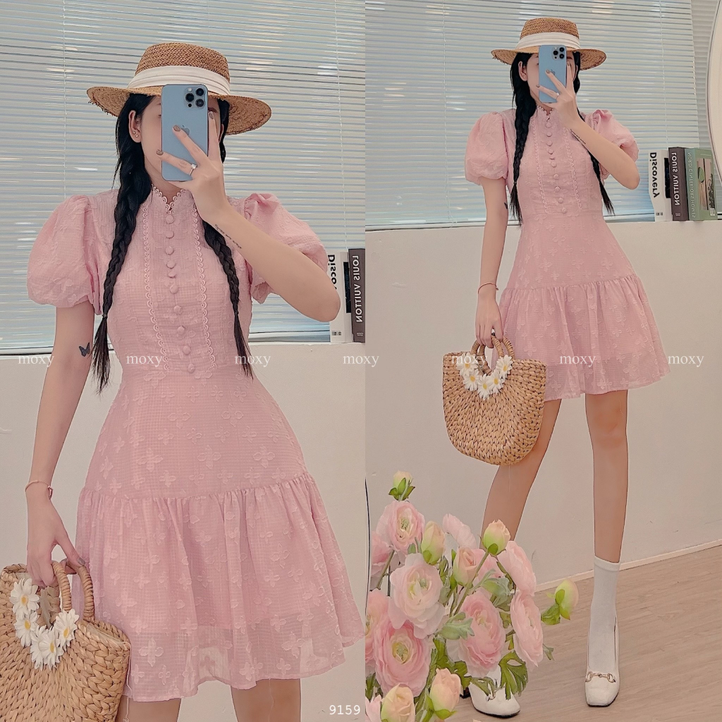 SP009159-Đầm tay phồng đuôi cá