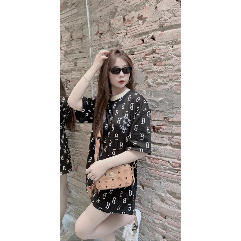 Áo Phông Nam Nữ Chữ B chất Cotton Khô In Lụa, Aó Thun Nữ MLB Full LoGo chữ B ♥️ Mẫu mới Unisex _ áo đôi trend 2023 | BigBuy360 - bigbuy360.vn