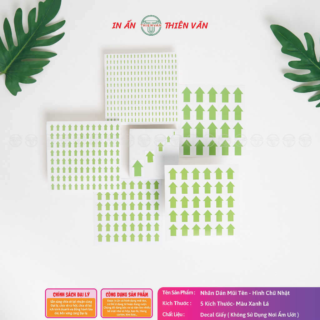 Nhãn Dán Mũi Tên Hình Chữ Nhật - Dán Lỗi - Đánh Dấu - Phân Biệt Sản Phẩm...vv - Đa Dạng Kích Thước - Màu Sắc